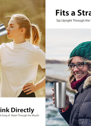 DOMICARE 20oz Stainless Steel Tumbler Bulk with Lid, Double Wall Vacuum Insulated Travel Mug, Powder Coated Coffee Cup, Stainless Steel, 8 Pack