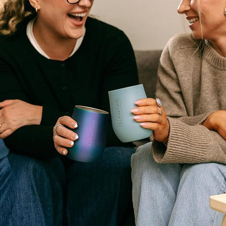 BrüMate Uncork'd 100% Leak-Proof 14oz Insulated Wine Tumbler with Lid - Vacuum Insulated Stainless Steel Wine Glass - Perfect For Travel & Outdoors (Glitter Rose Gold)