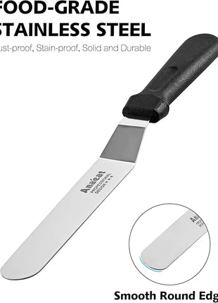 Anaeat Icing Spatulas, Set of 3 Professional Cake Angled Offset Spatula with 4", 6", 8" Stainless Steel Blades - Thickened Frosting Knife with Plastic Handle for Cake Decorating, Pastry & Baking