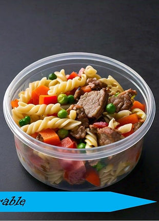 Mr Miracle 8OZ Deli Containers with Lids - 48 Pack of 8 oz Clear Airtight Reusable Plastic Food and Multi-Purpose Deli Containers - Microwave, Freezer, and Dishwasher Safe