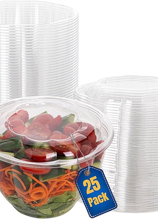 Smygoods Disposable Plastic Salad Bowls with Airtight Lids Ideal for Meal Prep, Takeout, Catering, Parties, Picnics, and Food Storage, Stackable, Leak-Proof