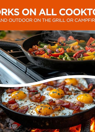 Commercial CHEF 10.25 Inch Preseasoned Cast Iron Skillet, Cast Iron Pan with Dual Pour Spouts