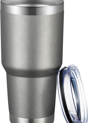 MEWAY 30oz Tumbler Double Wall Vacuum Insulated Travel Mug, Stainless Steel Tumbler with Lid, Durable Powder Coated Insulated Coffee Cup for Cold & Hot Drinks (Cold Grey,1 PACK)