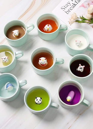 Surprise 3D Coffee Mug Animal Inside 8 oz with Dolphin,Cute Cartoon Handmade Ceramics Cup,Christmas Birthday Surprise for Friends Family or Kids (Dolphin)