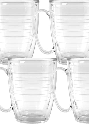 Tervis 16oz Clear Insulated Mug Collection - 4pk, Keeps Drinks Cold & Hot, Made in USA, BPA-free, Transparent, Reusable Coffee Cup