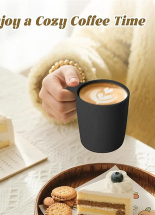 Homienly Wheat Straw Coffee Mugs 6 PCS, Alternative to Plastic Mugs with Handles, Unbreakable Coffee Mugs, Reusable Camping Mug Drinking Cups Set, Microwave and Dishwasher Safe Cups for Kitchen(Black)