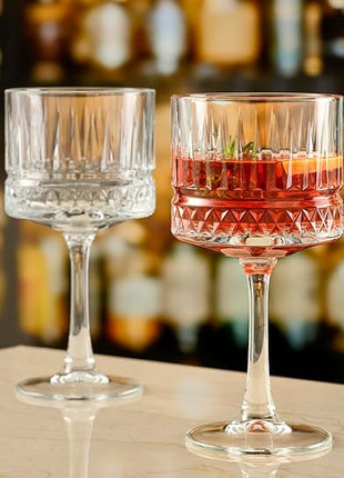 Pasabahce Premium Vintage Extra Large Coupe Glasses Set of 4 - Extra Large Goblet Exclusive Gin,Margarita,Wine, Cocktail, Champagne Glasses- Crystal Design - 16,9 Oz Long Stem Glassware