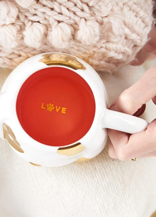 Pinky Up Penny Dog Mug, Ceramic Tea Mug, Tea Tumbler Cup, Dog Lover Gifts, Puppy Inspired Tea Cup, Gold Accents, 16oz