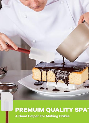 Silicone Rubber Spatula Set of 3, High Heat Set, Commercial Rubber Spatula (1 Spoonula + 2 Scrapers (9.5 Inches))