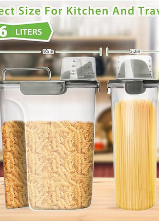 Rice Storage Container, 5 to 10lb Dry Food Airtight Dispenser, Pet Dog Cat Food Canister, BPA Free Clear Plastic Kitchen and Pantry Organization Bin for Oatmeal, Grain, Cereal, Pasta, Flour