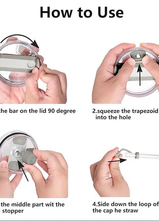 Silicone Spill Stopper Set Compatible with Stanley Cup 2.0 30oz & 40oz with Straw Cover (Set of 2, Ash)