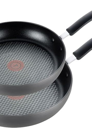 T-fal Ultimate Hard Anodized Nonstick Fry Pan Set 2 Piece, 10, 12 Inch, Oven Broiler Safe 400F, Cookware, Pots and Pans Set Non Stick, Kitchen Frying Pans, Cooking Skillets, Dishwasher Safe, Grey