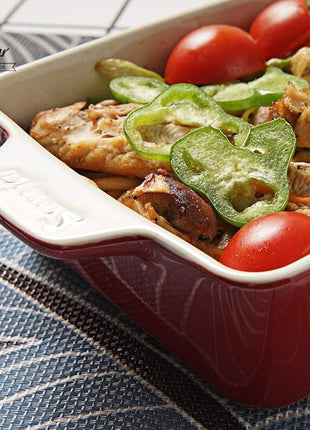 Sweejar Ceramic Bakeware Set, Rectangular Baking Dish for Oven Lasagna Pans for Cooking, Kitchen, Cake Dinner, Banquet and Daily Use, 11.8 x 7.8 x 2.75 Inches of Baking Pans (Red)