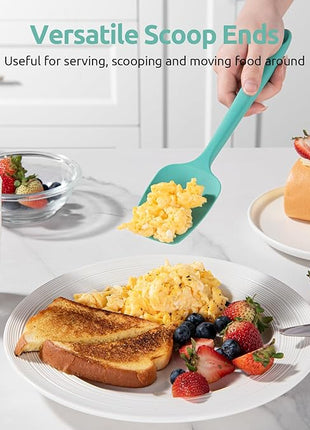 U-Taste Silicone Spatula Set, 600ºF High Heat Resistant, Seamless Food Grade Flexible Rubber Kitchen Cooking Mixing Baking Scraper for Nonstick Cookware Set of 3 (Aqua Sky)