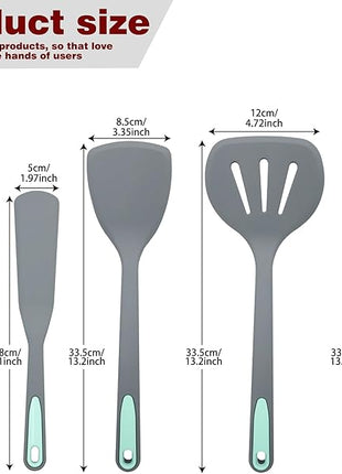 To encounter 5 Pieces Silicone Spatula Set, Non-Stick Silicone Turner Spatulas, Heat Resistance Cooking Utensils, Flip Turner for Fish, Egg, Pancake,Dishwasher Safe, Light Grey