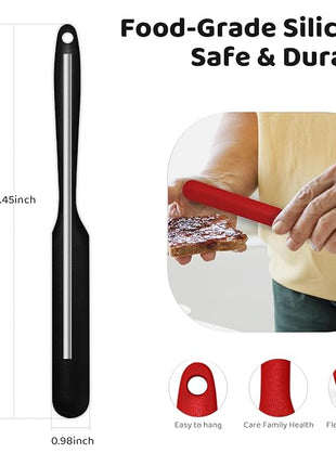 Silicone Jar Scraper with Long Handle, Jam Spreader for Peanut Butter, Kitchen Spatula for Baking and Cake Icing, Small Silicone Spatula, 2Pcs