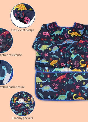 CUBACO Kids Painting Apron, 2pcs Waterproof Art Smocks For Child 3-8 Years, Kids Smocks for Painting Aprons with Long Sleeve