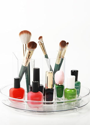 4 Pack Lazy Susan 9.2" Inch Turntable Organizer Pantry Organization and Storage Container Bins Spice Rack Cabinet Rotating Condiment for Pantry Kitchen Vanity Bathroom Jewelry Holder Clear