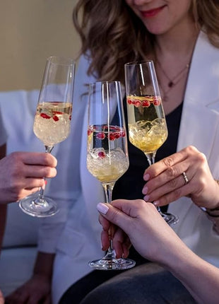 Krosno Crystal Champagne Flute Glasses, Set of 6, 6.1 oz, Avant-Garde Collection, Classic Shape for Timeless Style, Ideal for Mimosas, Prosecco, Sparkling Wine, Dishwasher Safe, Made in Europe