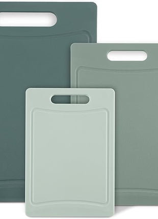 COOK WITH COLOR Non-Slip Cutting Board Set – Kitchen Essentials with Easy Grip Handle for Meat, Veggies, and Fruits, 3 Cutting Boards, Mint