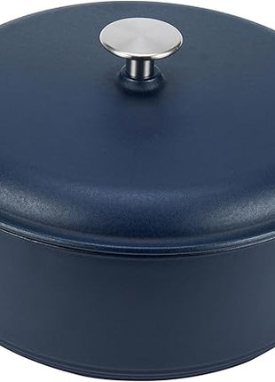 Amazon Basics Cast Iron Dutch Oven Pot with Lid, Enameled, Round, Dual Handles, Heavy-Duty, Medium, 6-Quart, Matte Navy