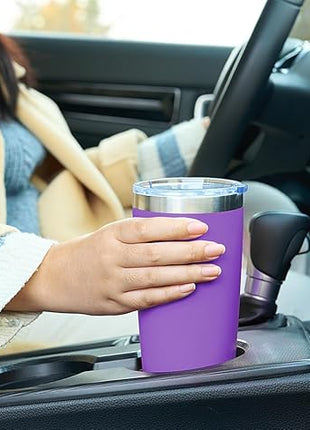 SUNWILL Travel Coffee Tumbler 20 oz, Insulated Mug with Lid, Stainless Steel Cup for Hot and Cold Drinks, Powder Coated Purple