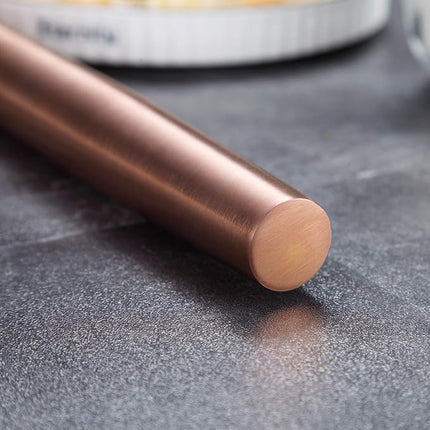 Berglander Rose Gold Rolling Pin, 16.7 Inches Stainless Steel Matte Finish With Rose Gold Titanium Plating Copper Rolling Pin For Baking, Pizza, Dough, Pie, Cookie, Gift Ideas For Bakers.