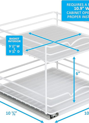 HOLDN’ STORAGE White Spice Rack Organizer for Cabinet, Heavy Duty, Pull Out Spice Rack, Lifetime Limited Warranty, Spice Organization 10.5" W x 10.4" D x 8.8" H - Spice Racks for Inside Cabinets.