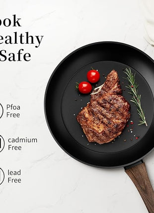 Non Stick Frying Pan, Frying Pan Nonstick Egg Pan Non Toxic, Small Skillet Pans Omelette Pan, Induction Compatible, PFOA Free Healthy Pans(8 Inch, Black)