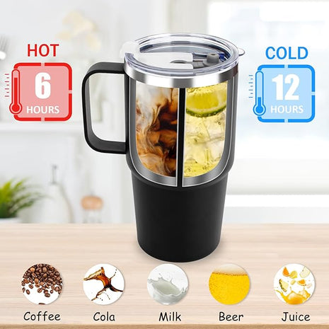 Sursip Kids Tumbler with Handle and Straw, 24 oz Stainless Steel Insulated Cpus for Boys Girls Leak-proof Lid Keep Cold Heat and Ice, Gifts for Kids Cups(Green/Pink-1 Pack)