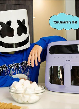 CRUX x Marshmello 8.0 QT Digital Air Fryer with TurboCrisp Technology, Touch Screen Temperature Control, Timer and Auto Shut-off, Fully Programmable, Silicone Liner Included, Lavender