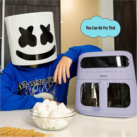 CRUX x Marshmello 8.0 QT Digital Air Fryer with TurboCrisp Technology, Touch Screen Temperature Control, Timer and Auto Shut-off, Fully Programmable, Silicone Liner Included, Lavender