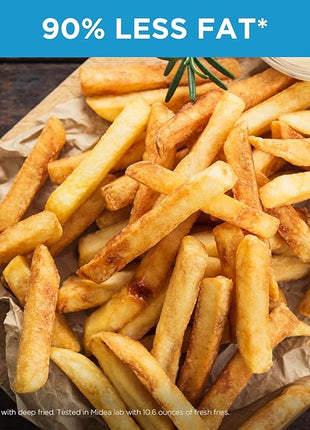 Midea Air Fryer 5.5QT, Heatexpress Rapid Air Technology, 9 Preset Menus, Quick and Easy Meals, 1 Minute Button and Favorite Function, 90% less oil, Easy to Clean, Varied Recipes