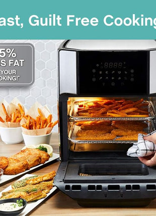 West Bend AFWB12BK13 Electric Air Fryer Oven, Countertop Air Fryer Rotisserie Combo with 10 Digital Quick Menu Presets, 1700 W, 12.6 Qt, Black