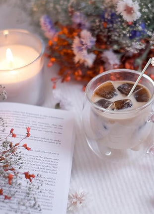 Purple Cat Mug Cute Mugs Glass Double Wall Insulated Glass Espresso Cup, Kawaii Cup, Coffee Cup, Tea Cup, Milk Cup, Best gift for Office and Personal Birthday Christmas (Purple Cat)