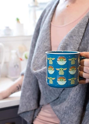 Silver Buffalo Star Wars The Mandalorian Repeat Poses Ceramic Camper-Style Coffee Mug, 20-Ounces