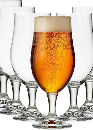Libbey Crafts Brew Belgian Tulip Beer Glass Set, Elegant Belgian Beer Glasses Set of 6 for Belgian Ale, Dishwasher Safe Gift Set for Beer Lovers