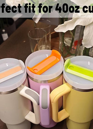 40 OZ Tumbler Lid Replacement Fit for Stanley Cup, 2 Pack Clear Replacement Lids Fit for Stanley Travel Tumbler, Spill Proof Tumbler Covers for Stanley Cup Accessories (Clear - Bright Lime)