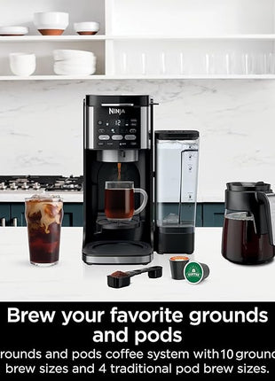 Ninja DualBrew Pro Hot & Iced Coffee Drip Coffee Maker (Renewed) | Compatible with K-Cup Pods | 3 Brew Styles (Classic, Rich, & Iced) | 70oz Removable Reservoir & Dishwasher Safe | Black | 14-Cup