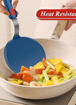 Silicone Spatula, Heat Resistant Kitchen Utensils for Non-Stick Cookware, Wide Slotted Pancake Spatulas Turner with Seamless Thin Edges for Egg, Omelette, Fish Slice (Half-Round Spatula)