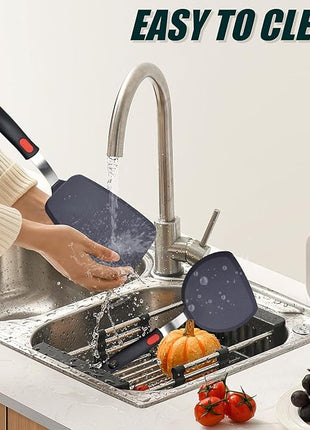 Silicone Spatula Turner Set,3-Pack Spatula Set,600°F Heat Resistant Spatula for Non Stick Cookware,Large Flexible Kitchen Utensils for Baking,Cooking,No Scratching and Melting,Dishwasher Safe,BPA Free