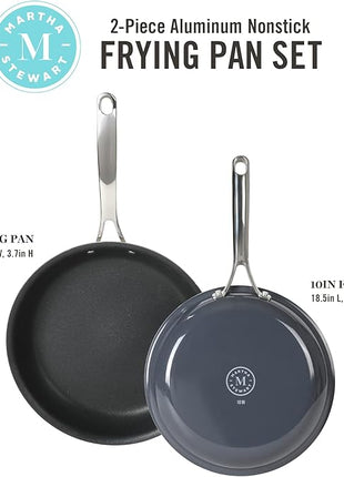 Martha Stewart Lockton 2 Piece 10" & 12" Fry Pan Set - Grey