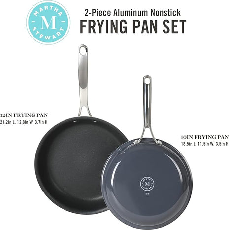 Martha Stewart Lockton 2 Piece 10" & 12" Fry Pan Set - Grey