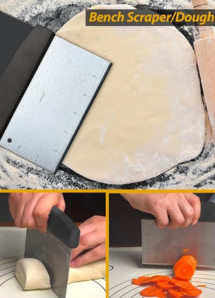 Stainless Steel Spatula Set with Heat Resistant Silicone Handle, VOVOLY Metal Spatulas For Kitchen Use, Thickened Smash Burger Spatula, Fish Flipper, Bench Scraper