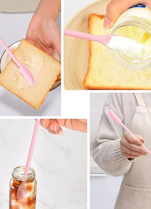 5 Piece Pink Silicone Spatula Set, Heat Resistant Rubber Spatulas Set, Silicone Kitchen Utensils Set Dishwasher Safe for Nonstick Cookware Baking Cooking