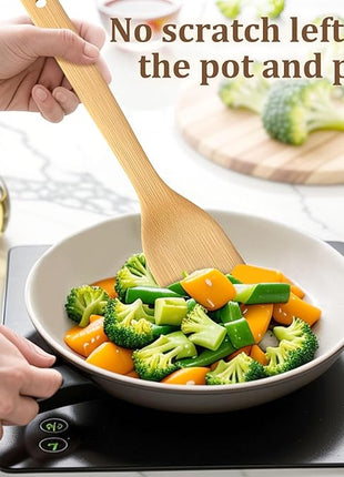 HANSGO Bamboo Wooden Spoons for Cooking 6-Piece, Nonstick Bamboo Kitchen Utensils Set Wood Spatulas Spoons for Daily Use, Housewarming Gifts