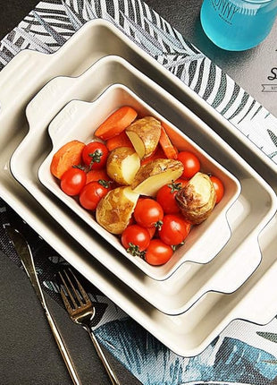 Sweejar Ceramic Bakeware Set, Rectangular Baking Dish for Oven Lasagna Pans for Cooking, Kitchen, Cake Dinner, Banquet and Daily Use, 11.8 x 7.8 x 2.75 Inches of Baking Pans (Red)