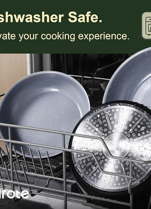 CAROTE 17PCS Ceramic Cookware Sets, Black and Gray, Pots and Pans Set Non Stick Non Toxic, Induction Cookware, Kitchen Cookware Sets, Pots Set for Healthy Cooking