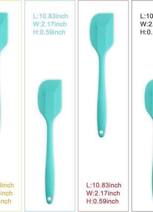 Silicone Spatula 4-piece Set, Heat-Resistant Non-stick Rubber Spatulas with Stainless Steel Core, Light Blue