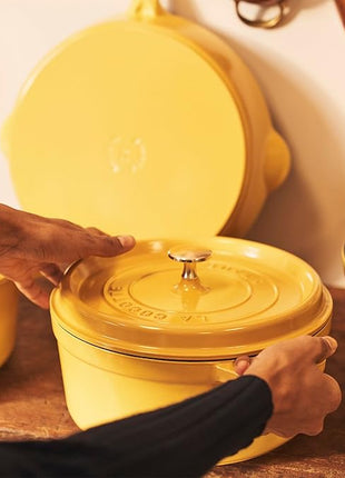 Staub Cast Iron Round Cocotte, Dutch Oven, 5.5-quart, serves 5-6, Made in France, Citron